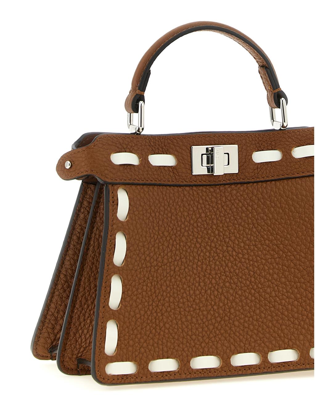 FENDI Коричневая кожаная сумка через плечо, фото 3