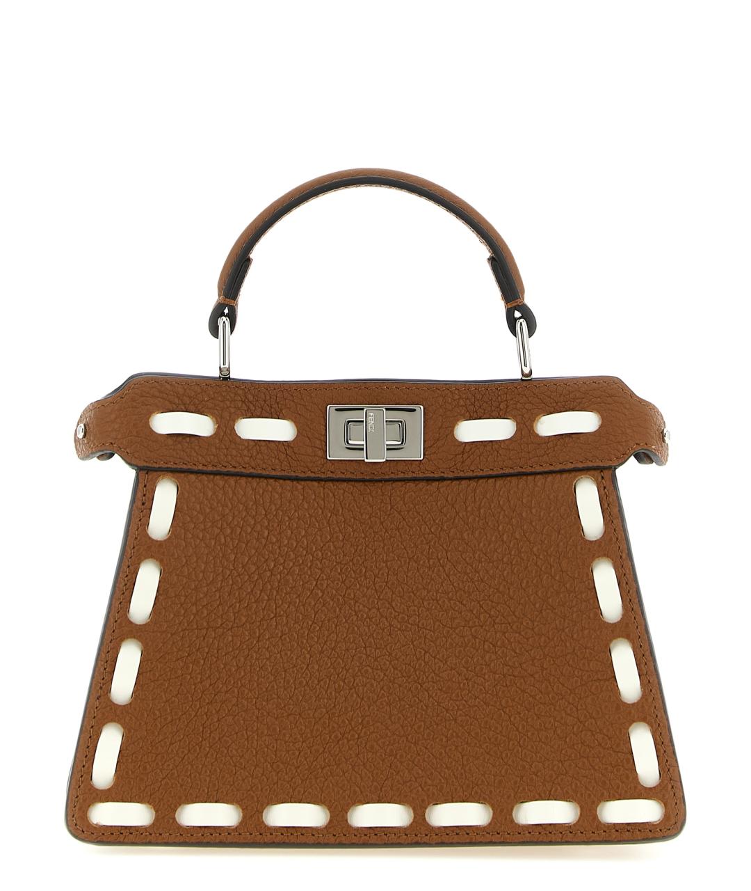 FENDI Коричневая кожаная сумка через плечо, фото 1