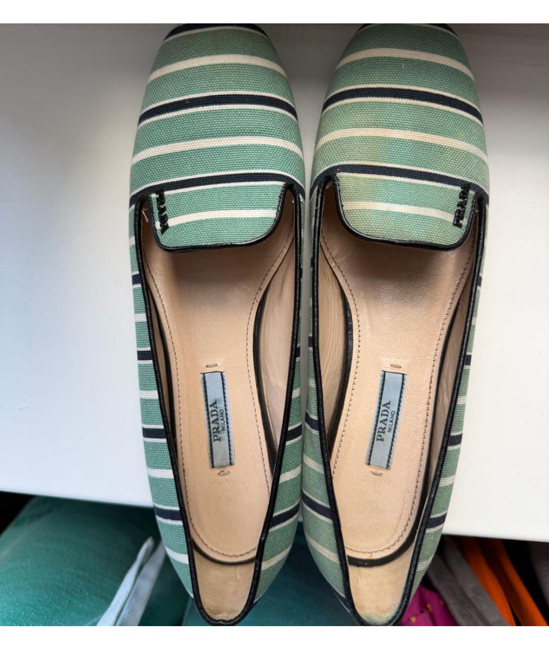 PRADA Зеленые текстильные балетки, фото 3
