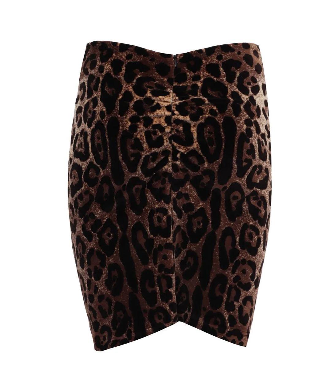 DOLCE&GABBANA Коричневая хлопковая юбка мини, фото 5