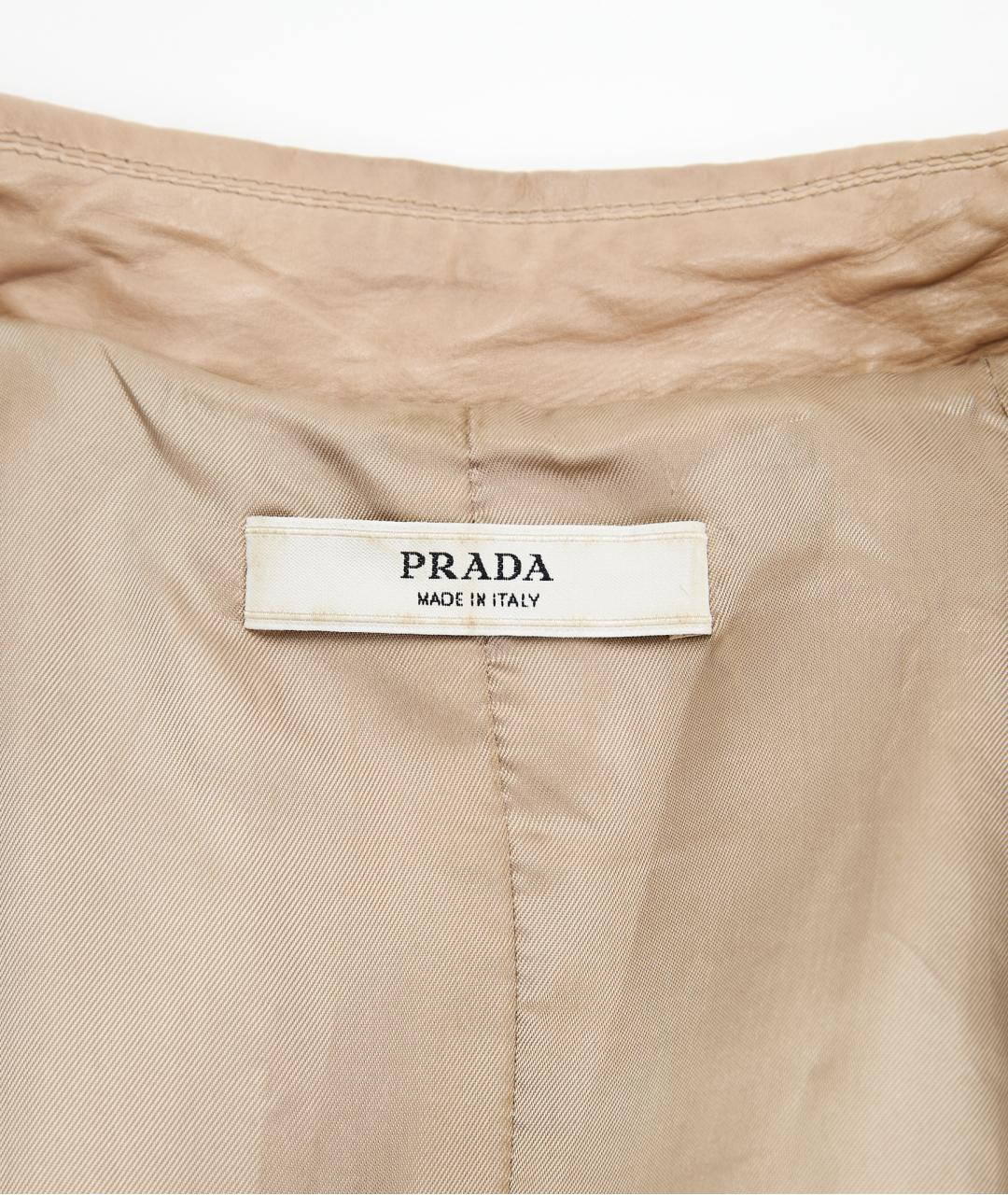 PRADA Бежевая кожаная куртка, фото 3