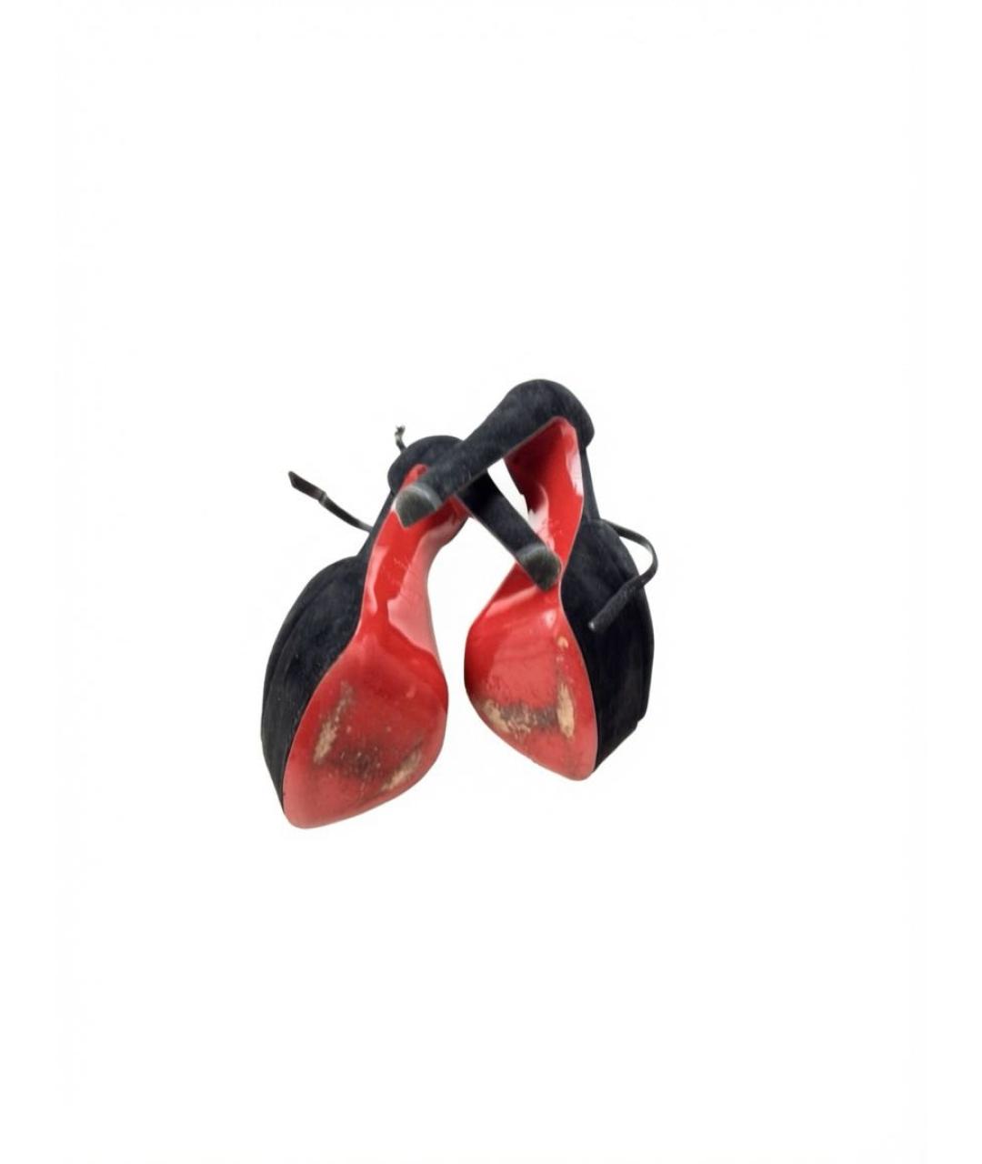 CHRISTIAN LOUBOUTIN Черные замшевые босоножки, фото 5