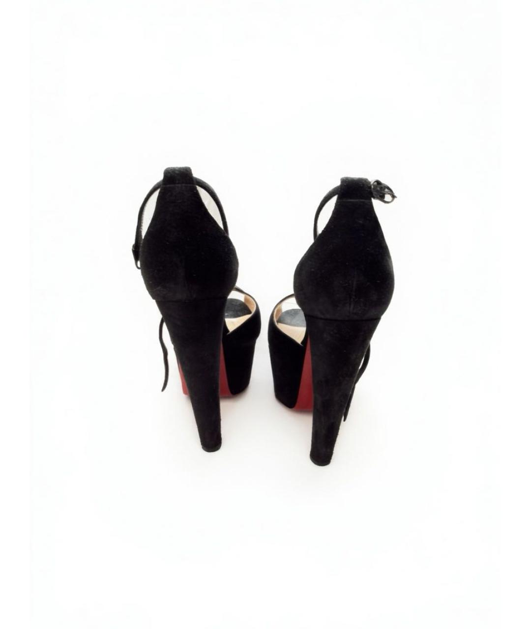 CHRISTIAN LOUBOUTIN Черные замшевые босоножки, фото 3