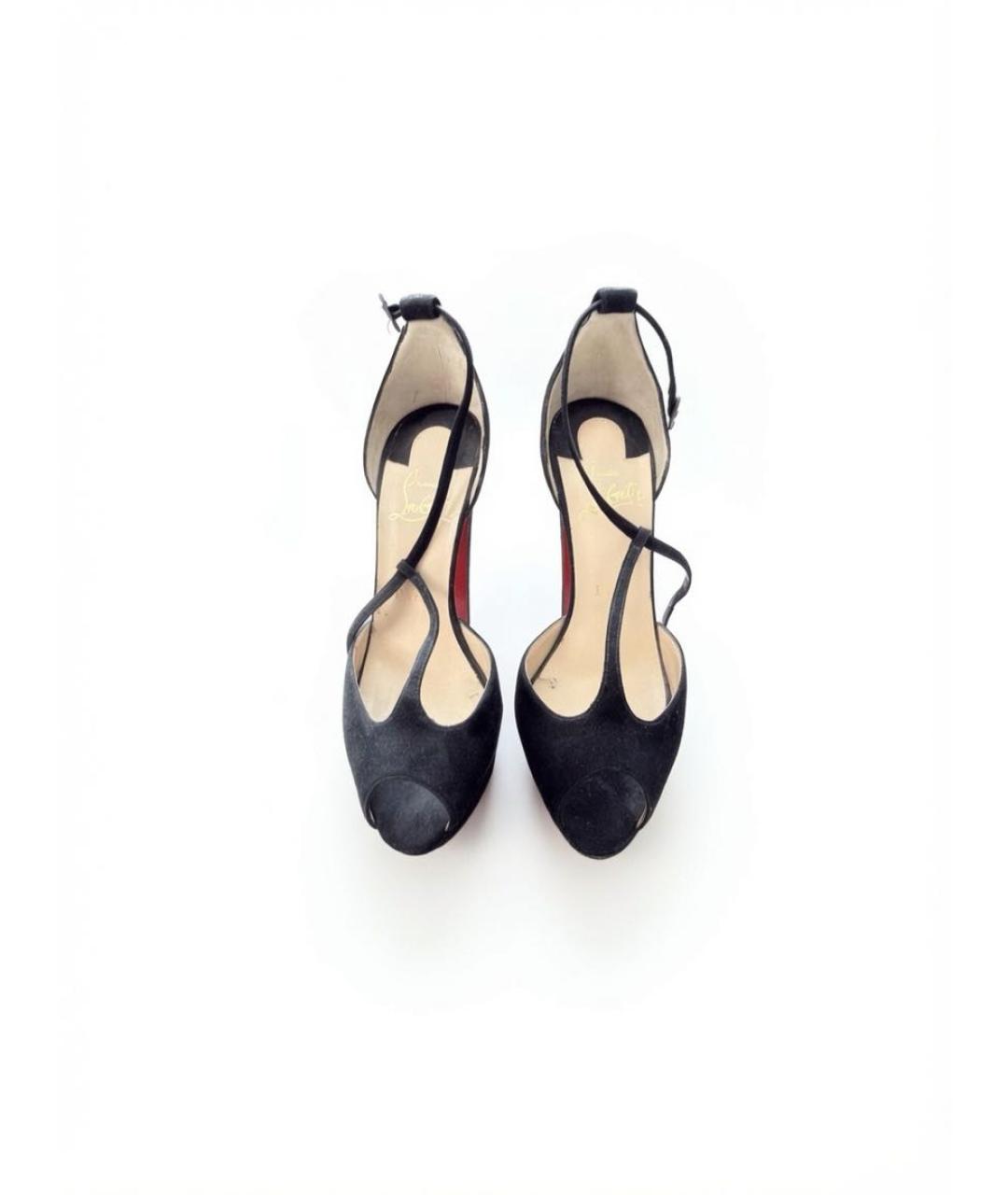CHRISTIAN LOUBOUTIN Черные замшевые босоножки, фото 2