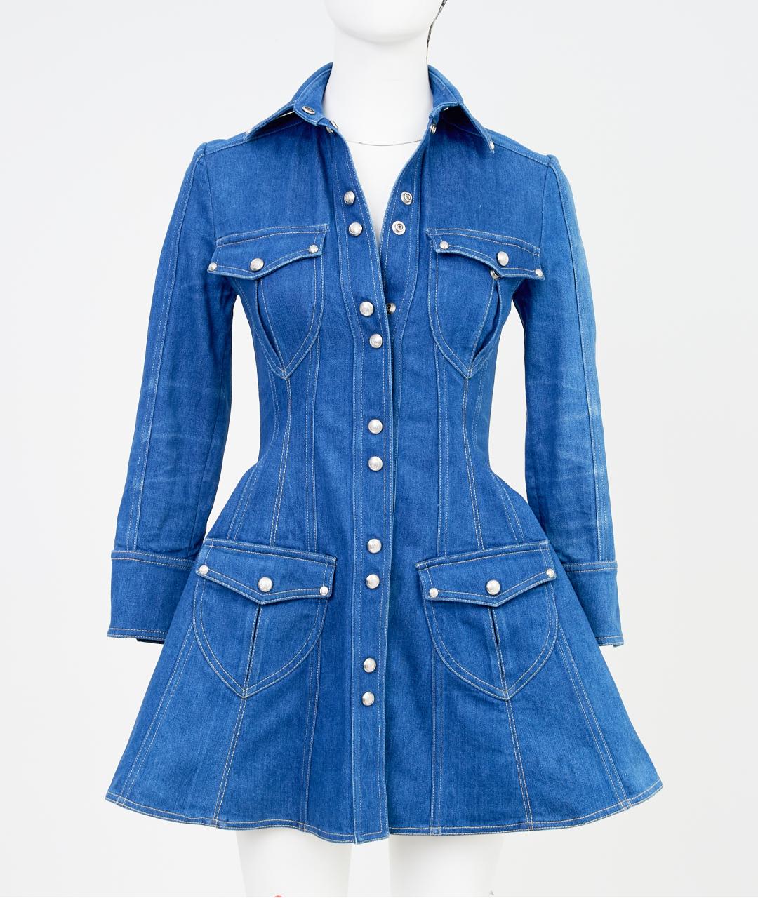 BALMAIN Синее хлопковое повседневное платье, фото 2
