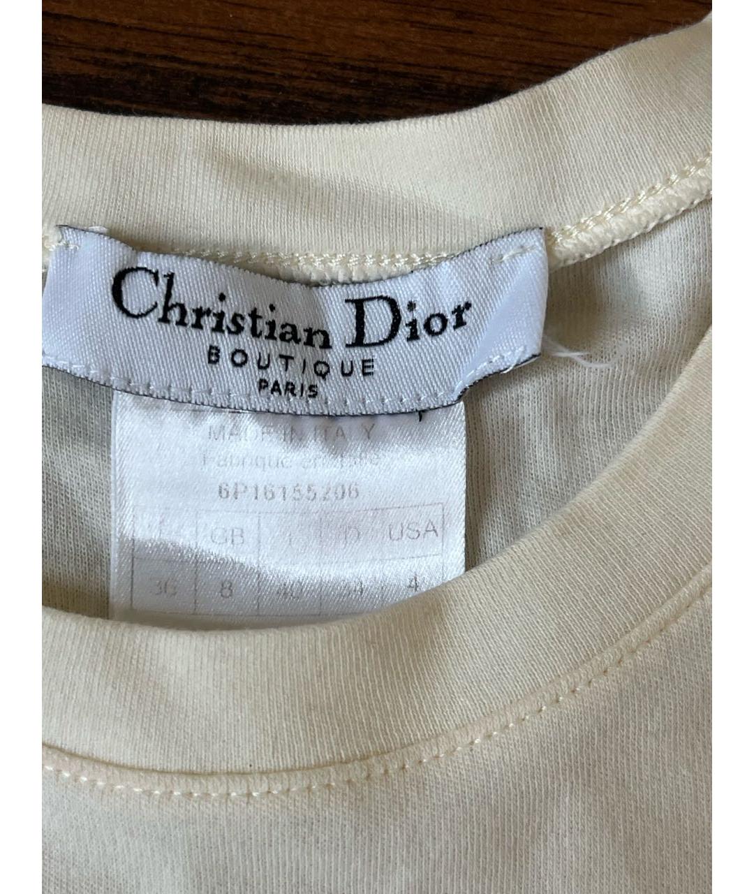 CHRISTIAN DIOR Бежевая хлопковая футболка, фото 3