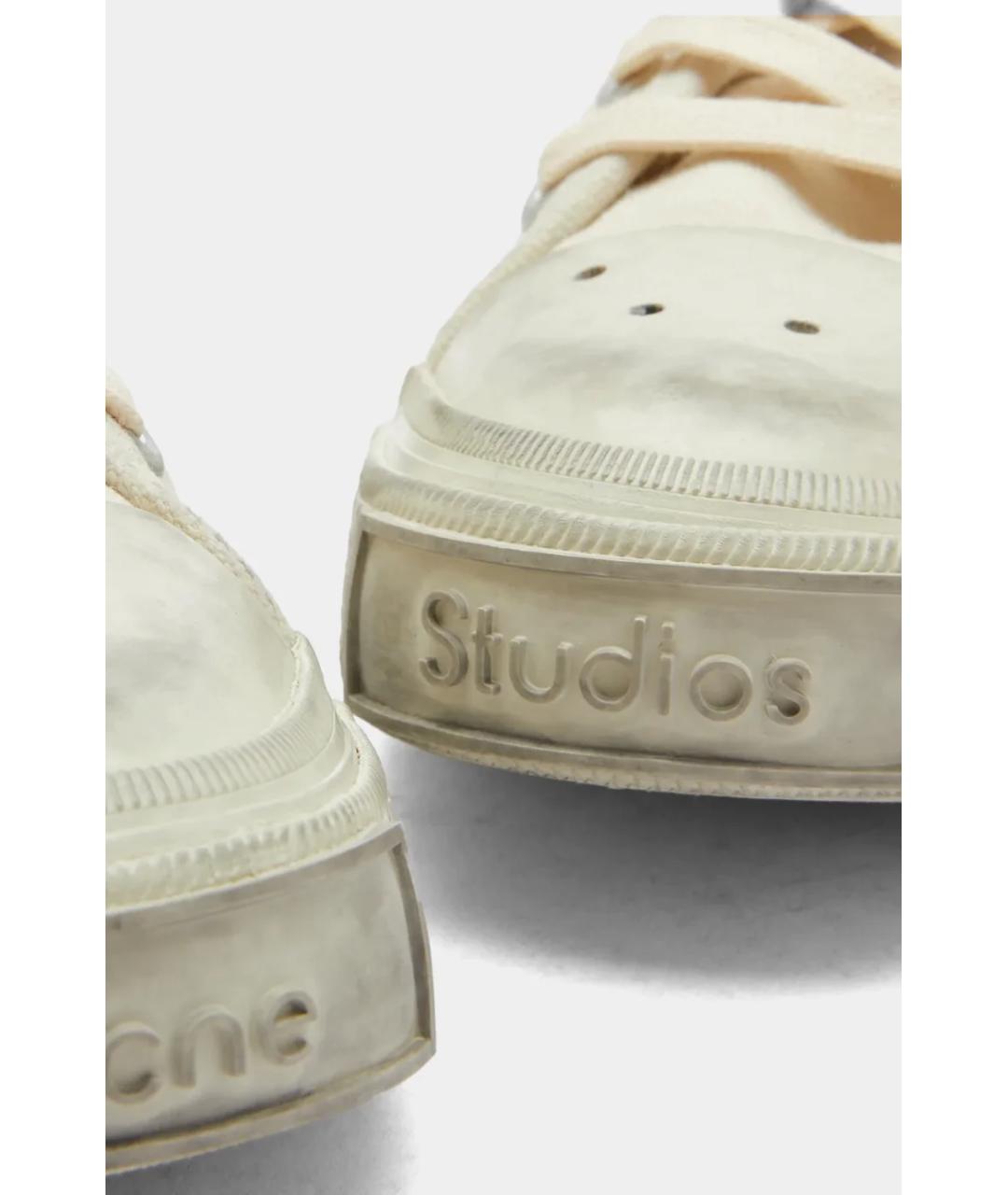 ACNE STUDIOS Белые текстильные низкие кроссовки / кеды, фото 6