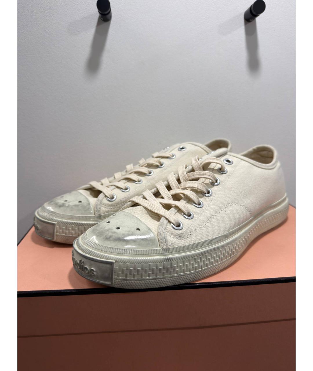 ACNE STUDIOS Белые текстильные низкие кроссовки / кеды, фото 2