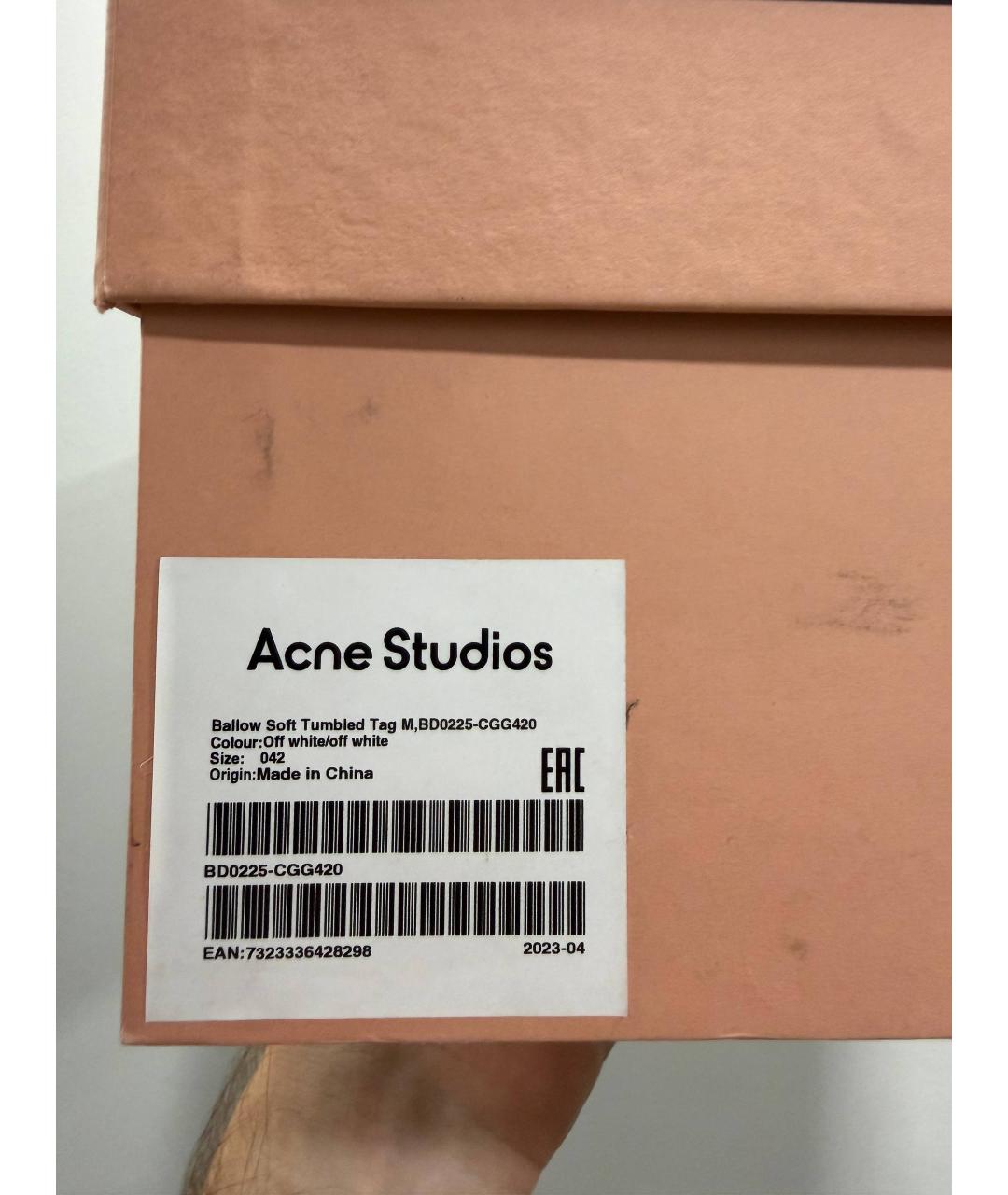 ACNE STUDIOS Белые текстильные низкие кроссовки / кеды, фото 4