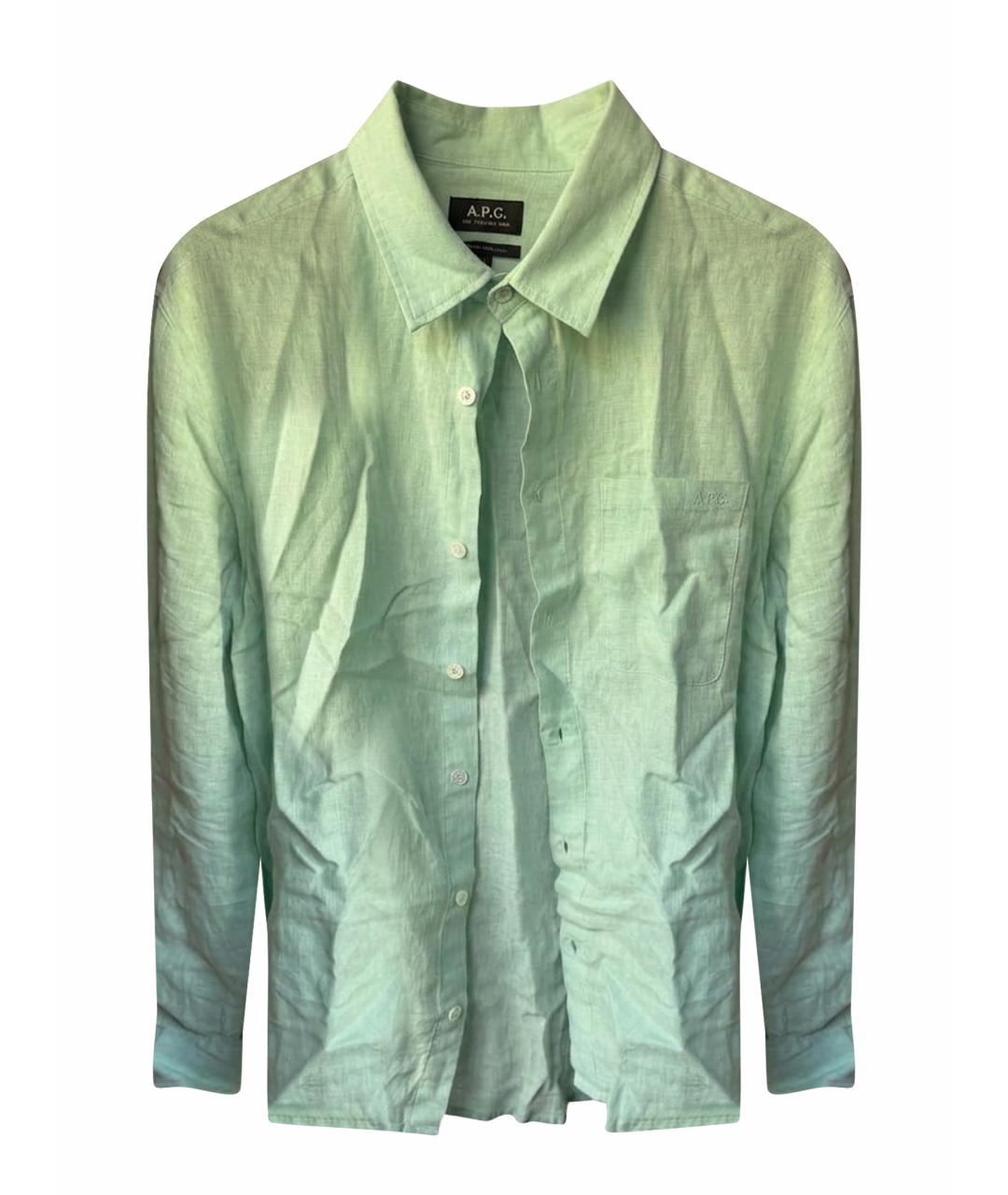 A.P.C. Салатовая льняная кэжуал рубашка, фото 1