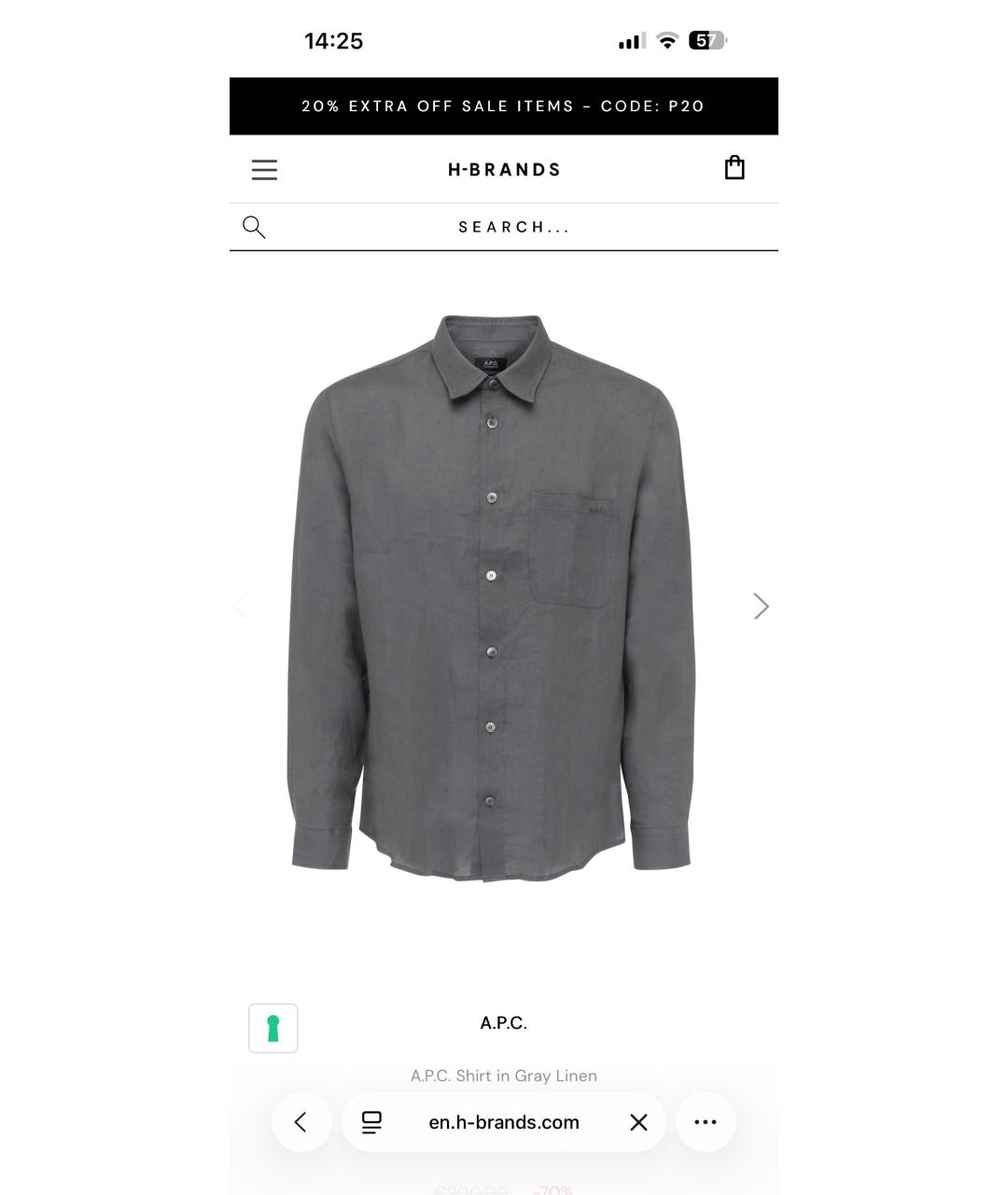 A.P.C. Салатовая льняная кэжуал рубашка, фото 6