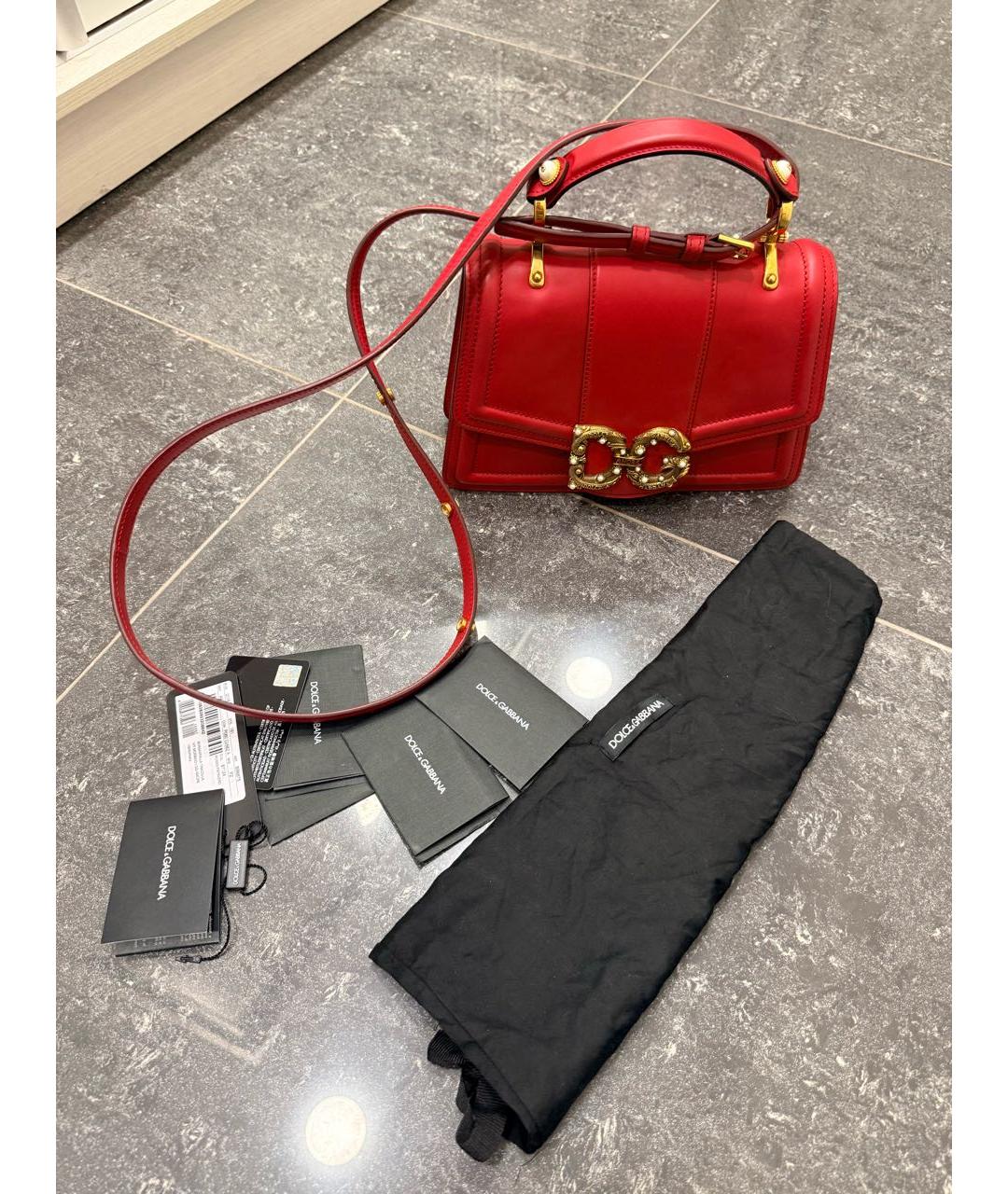 DOLCE&GABBANA Красная кожаная сумка через плечо, фото 8