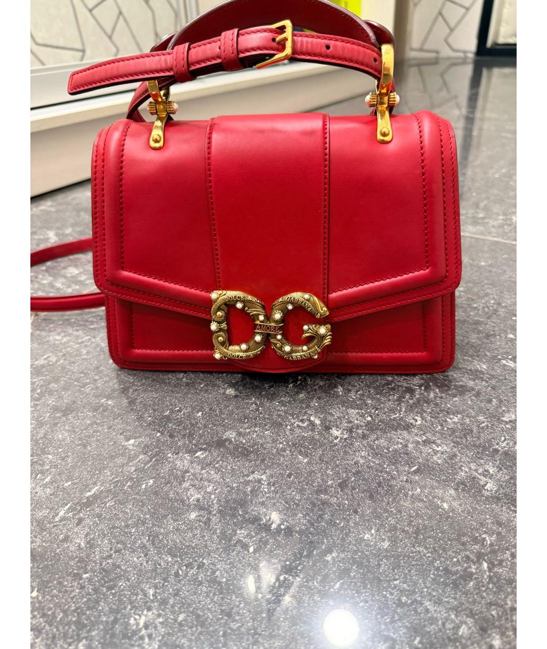 DOLCE&GABBANA Красная кожаная сумка через плечо, фото 9