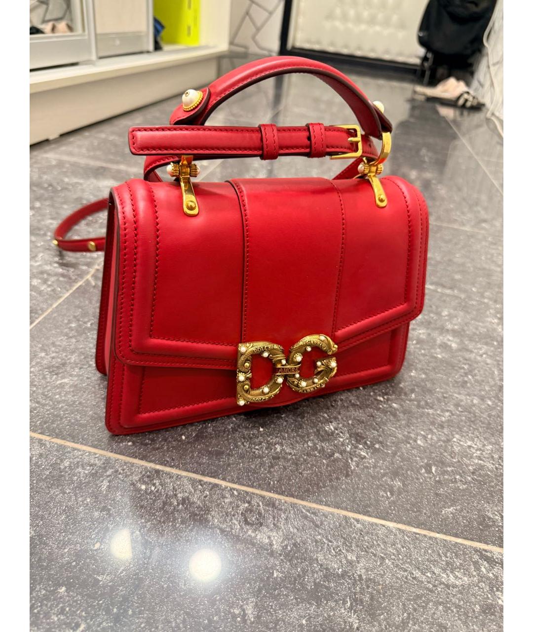 DOLCE&GABBANA Красная кожаная сумка через плечо, фото 2