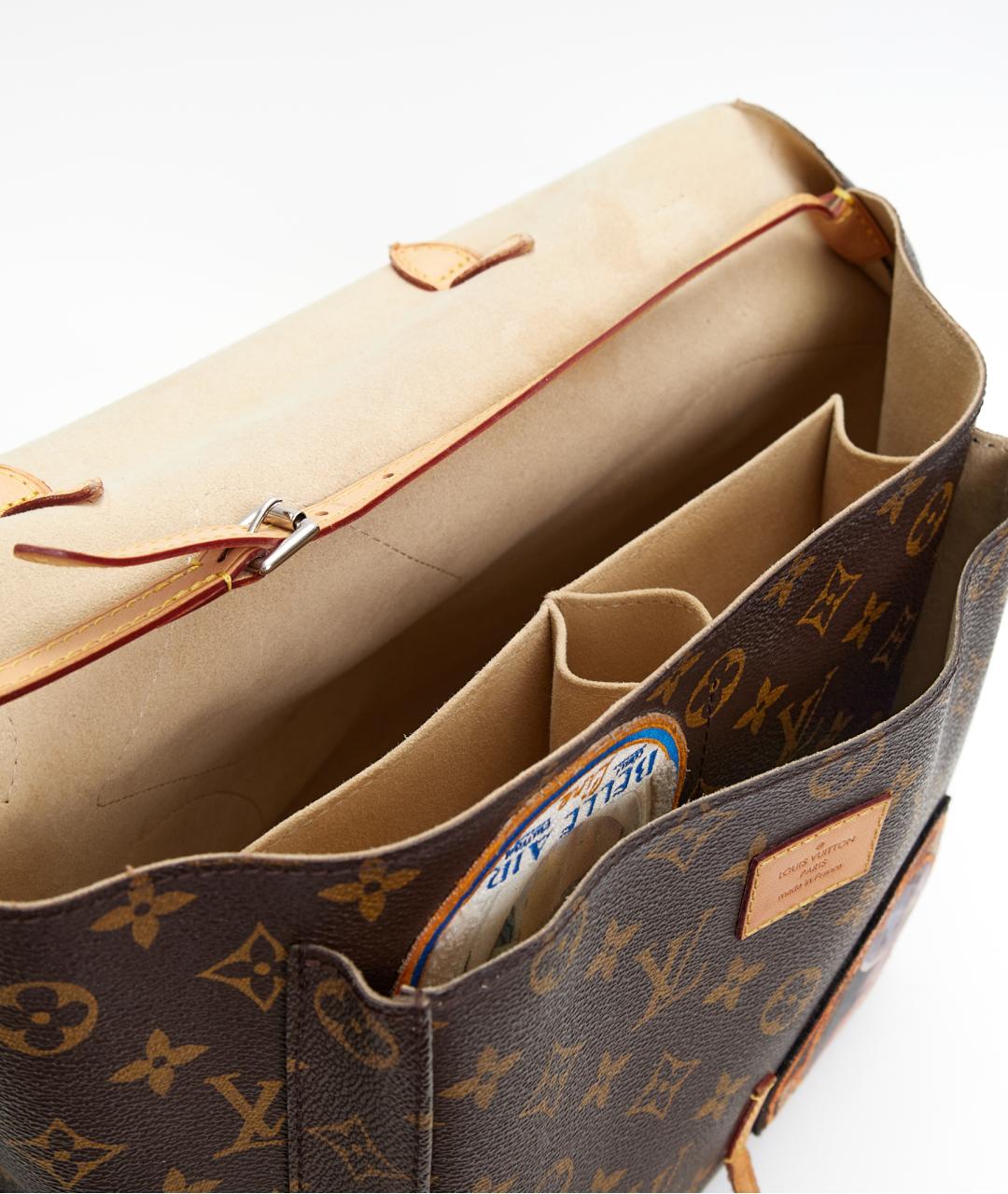 LOUIS VUITTON Коричневая кожаная сумка с короткими ручками, фото 7