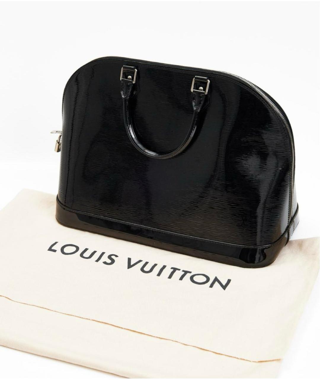 LOUIS VUITTON Черная кожаная сумка с короткими ручками, фото 5