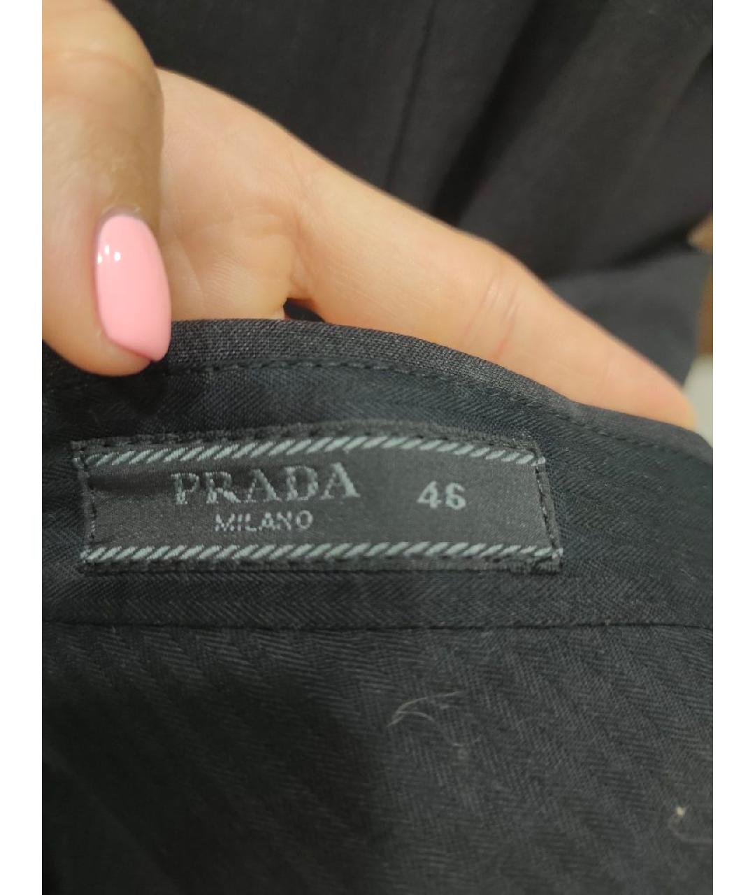 PRADA Серые шерстяные классические брюки, фото 3