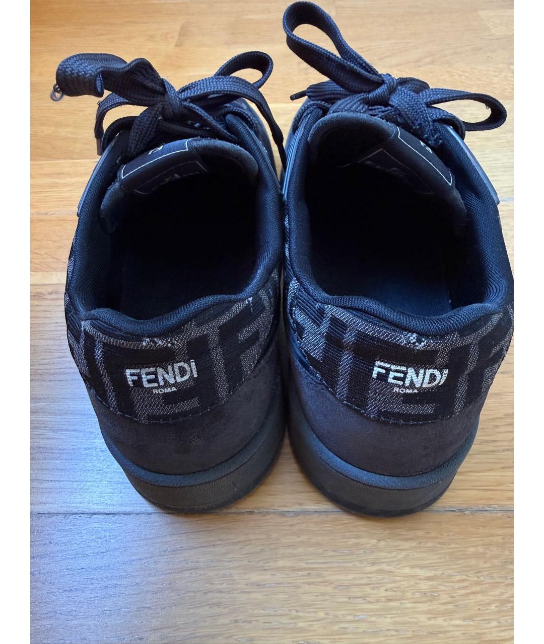 FENDI Черные кожаные низкие кроссовки / кеды, фото 4