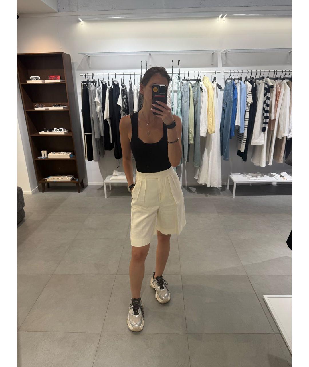 MAX MARA Белые льняные шорты, фото 5