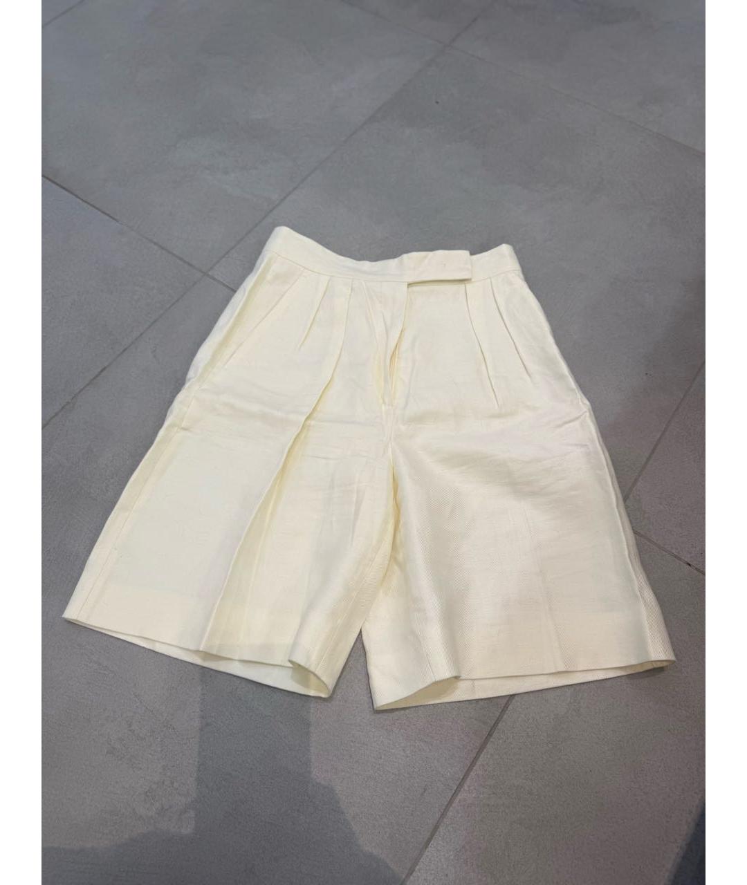 MAX MARA Белые льняные шорты, фото 7