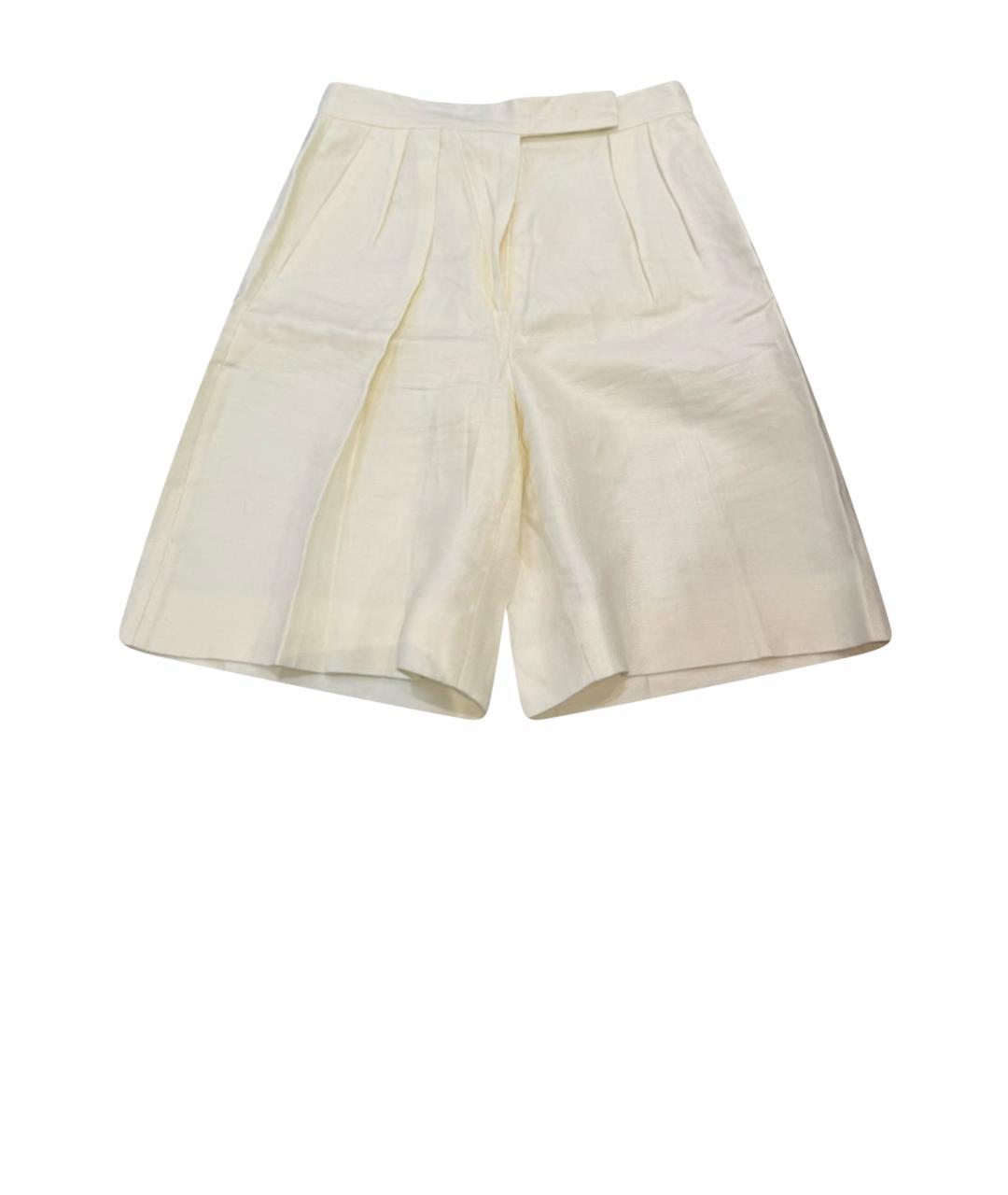 MAX MARA Белые льняные шорты, фото 1