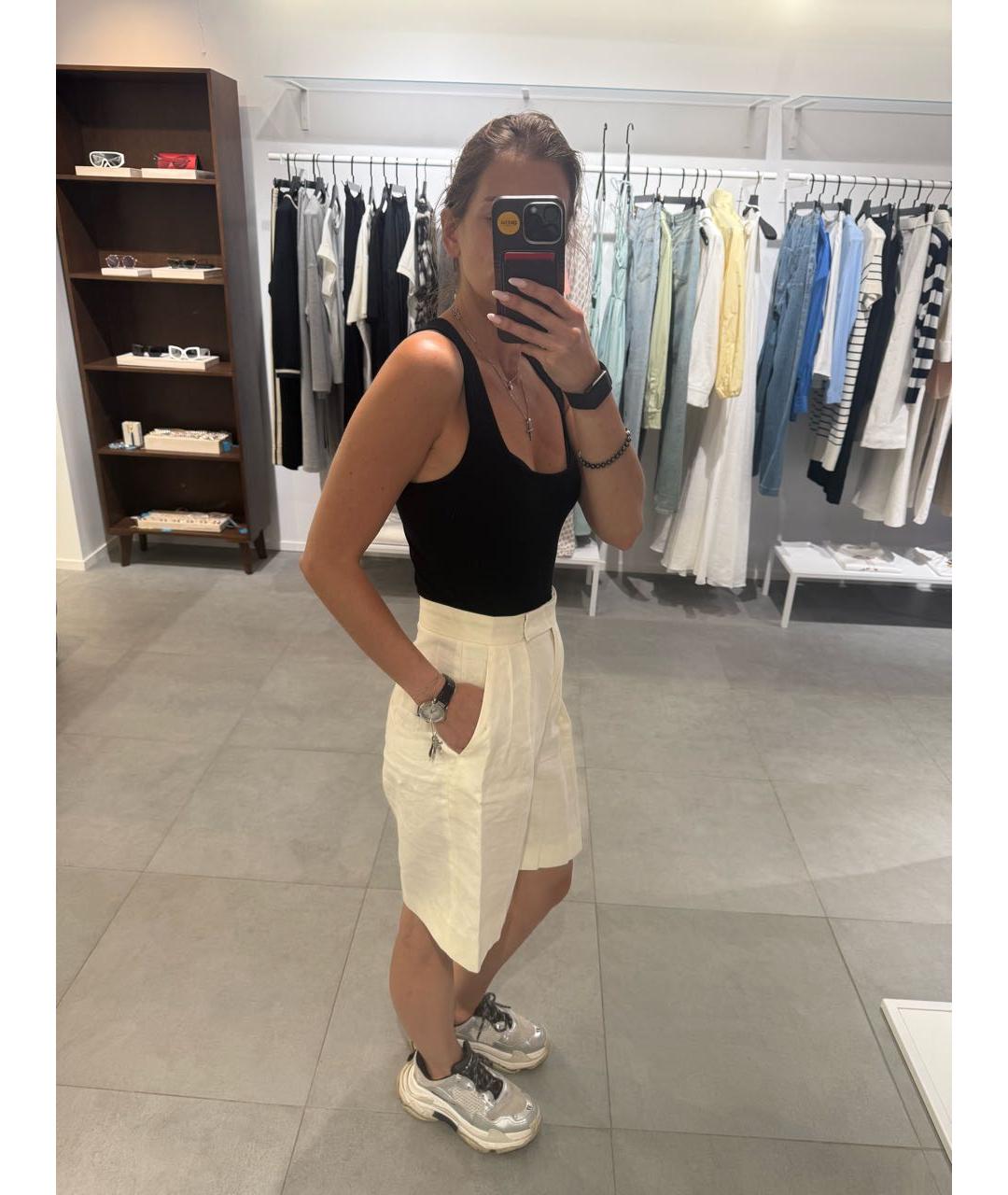 MAX MARA Белые льняные шорты, фото 6