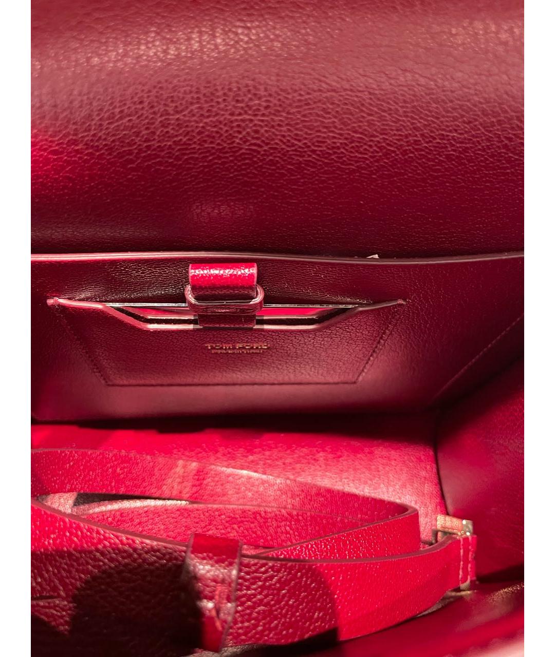TOM FORD Бордовая кожаная сумка с короткими ручками, фото 4
