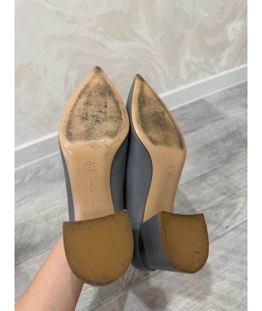 GIANVITO ROSSI Антрацитовые кожаные туфли, фото 5