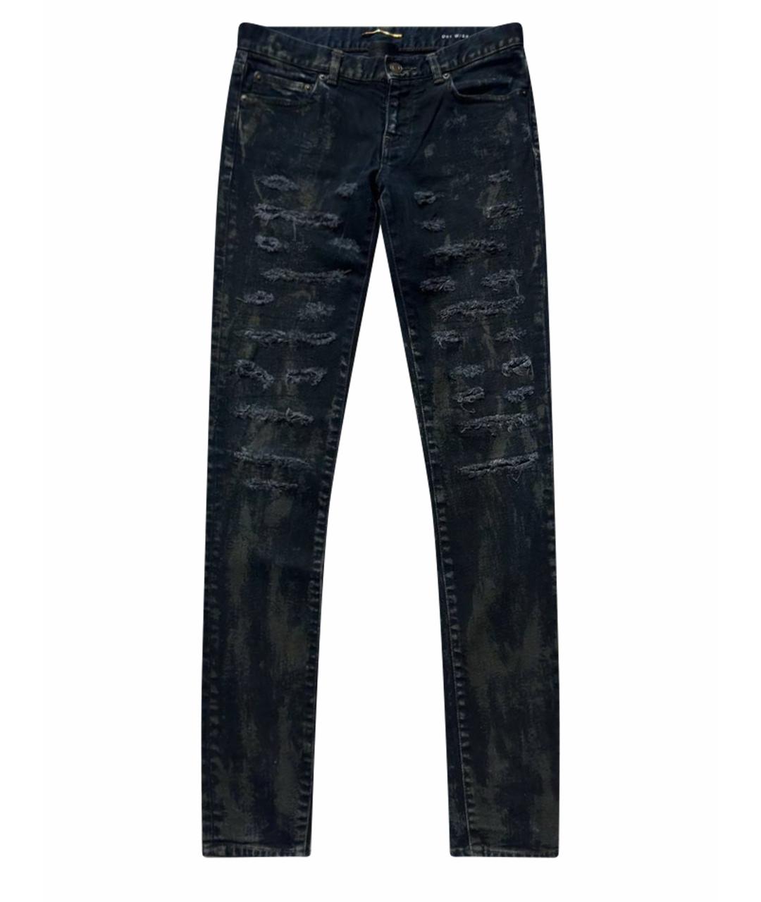 SAINT LAURENT Черные хлопковые джинсы скинни, фото 1