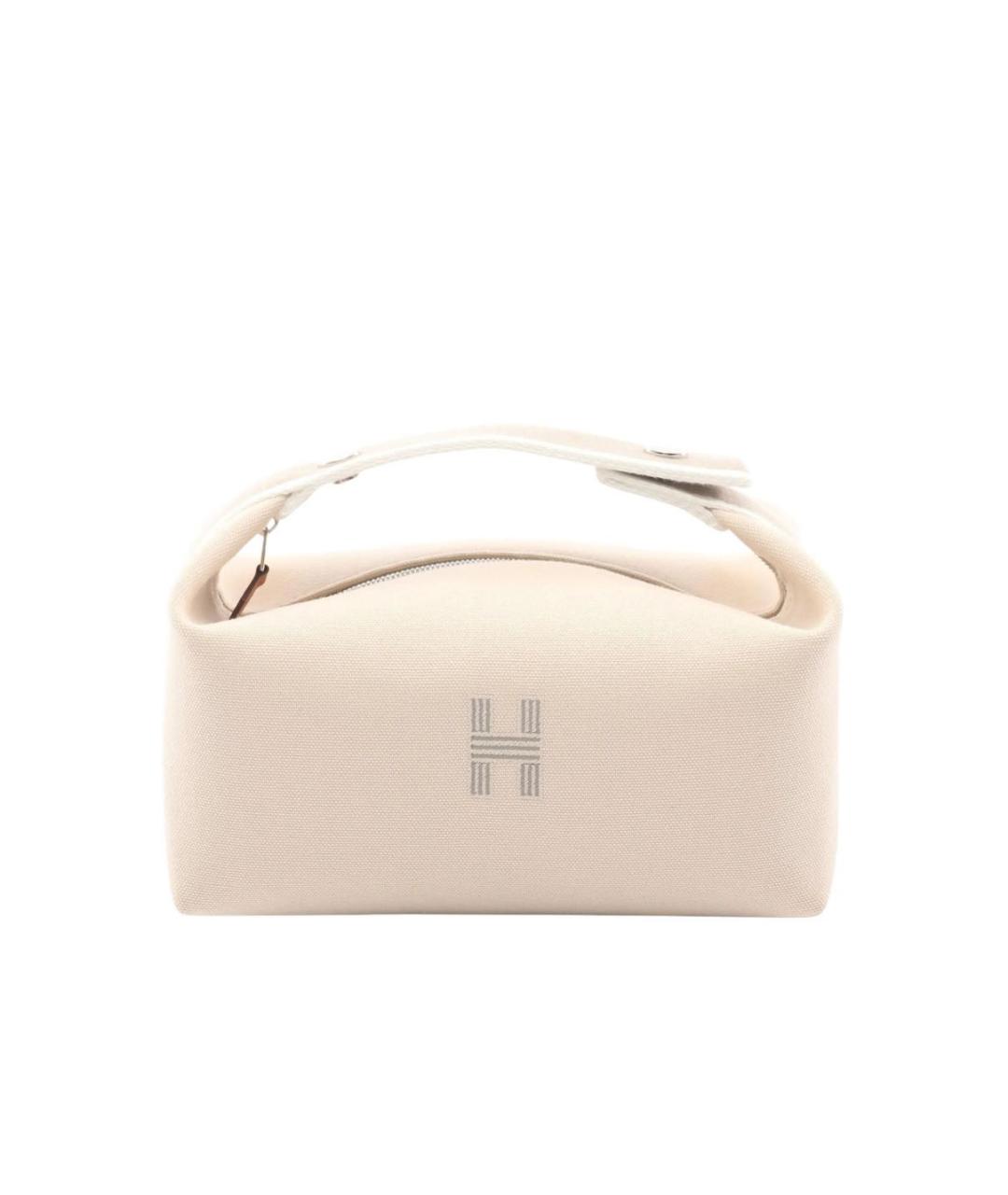 HERMES Бежевая тканевая косметичка, фото 8