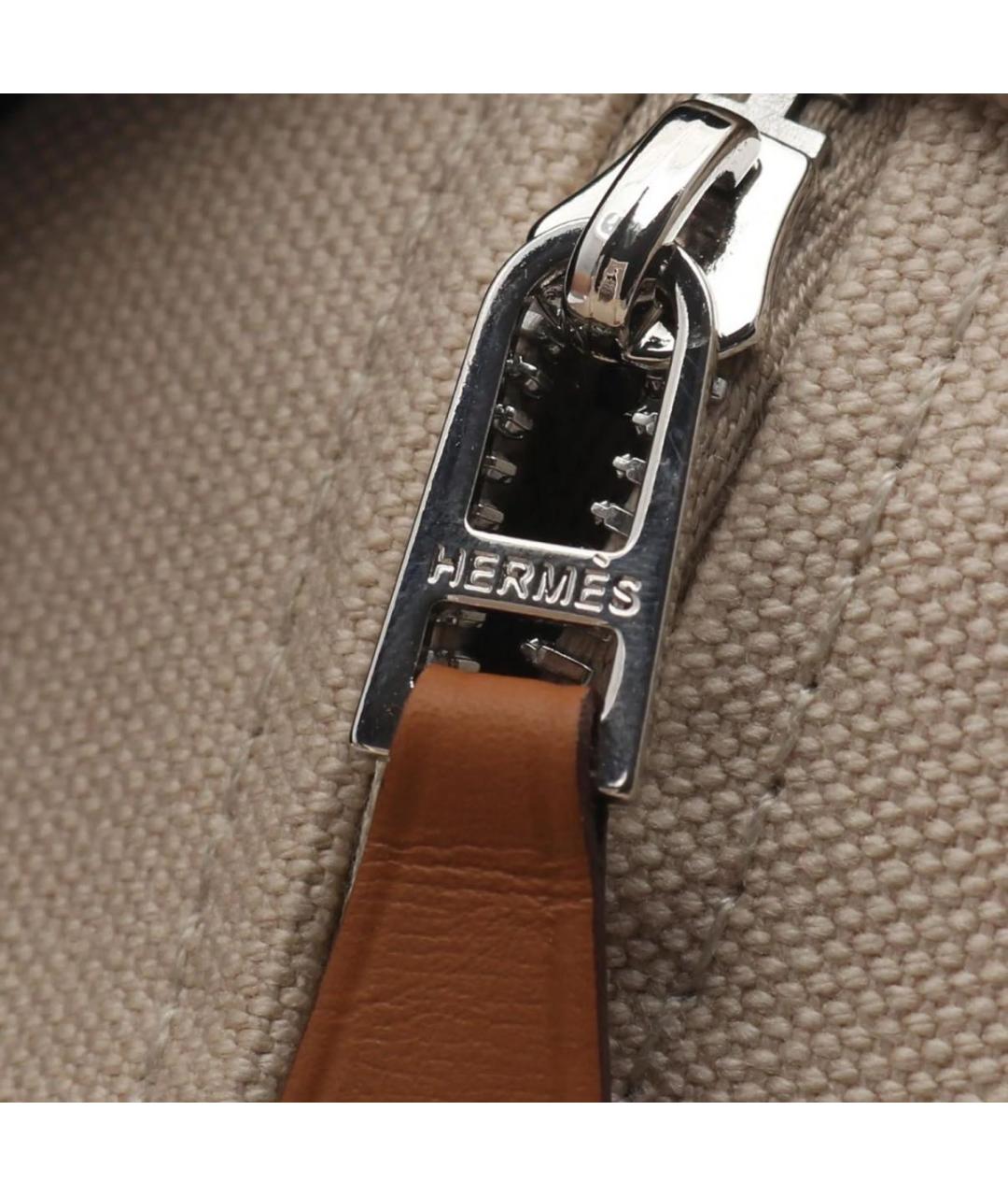HERMES Бежевая тканевая косметичка, фото 7