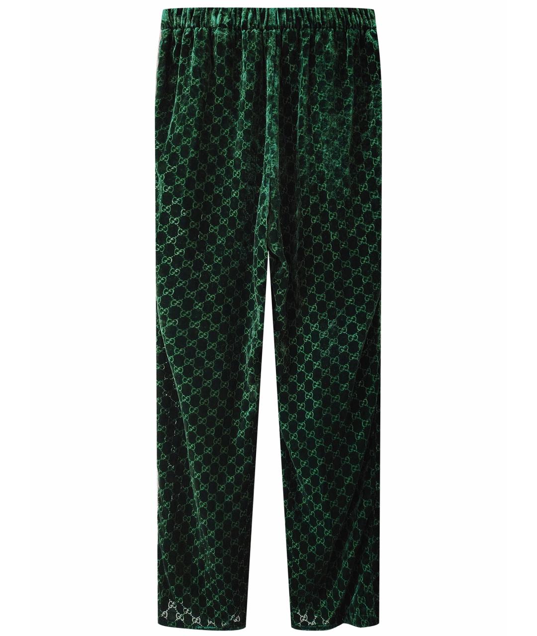GUCCI Зеленые вискозные прямые брюки, фото 1