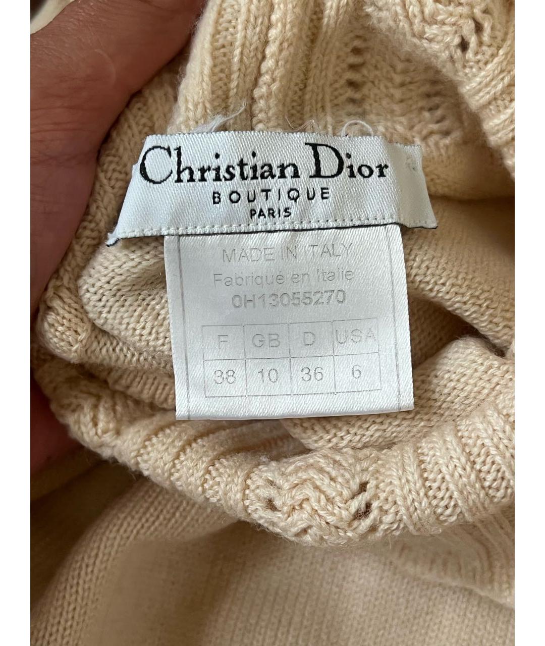 CHRISTIAN DIOR Бежевый шерстяной джемпер / свитер, фото 3