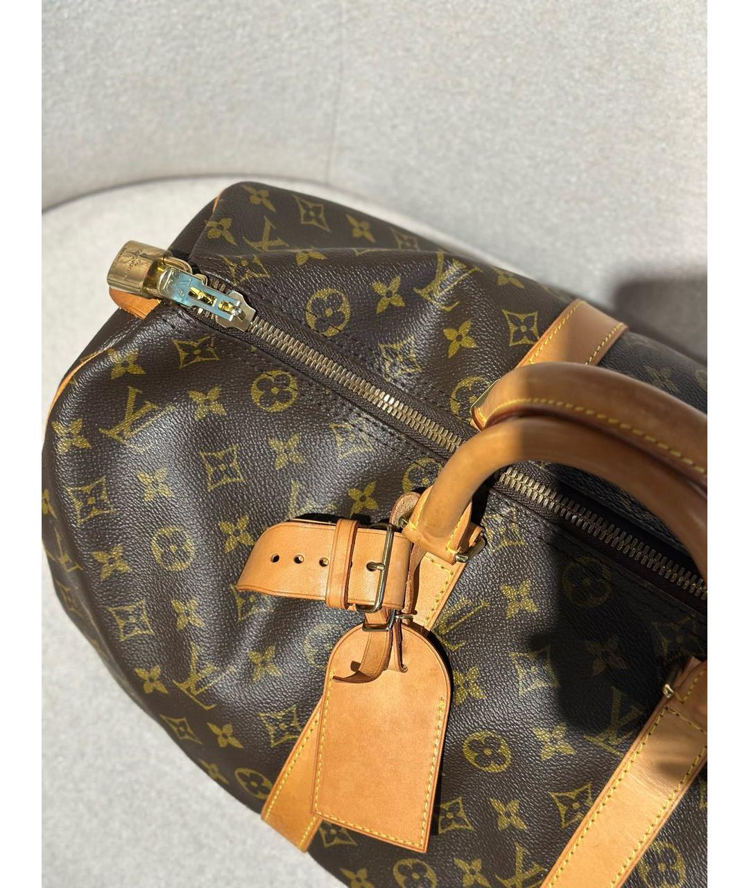 LOUIS VUITTON Коричневая дорожная/спортивная сумка из канвы, фото 3