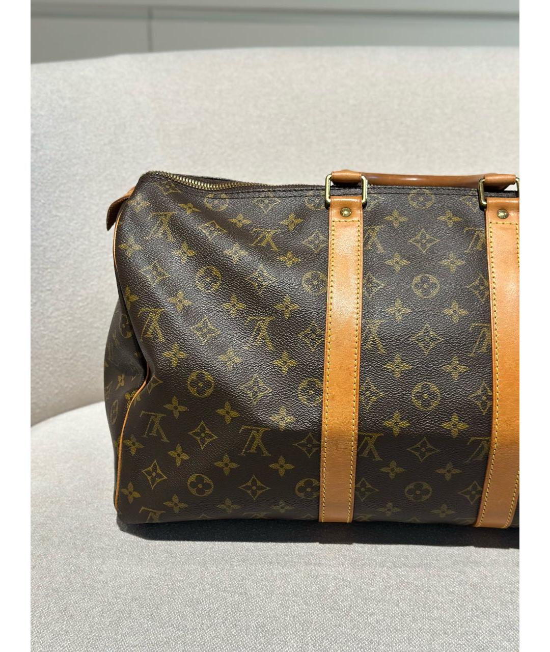 LOUIS VUITTON Коричневая дорожная/спортивная сумка из канвы, фото 6