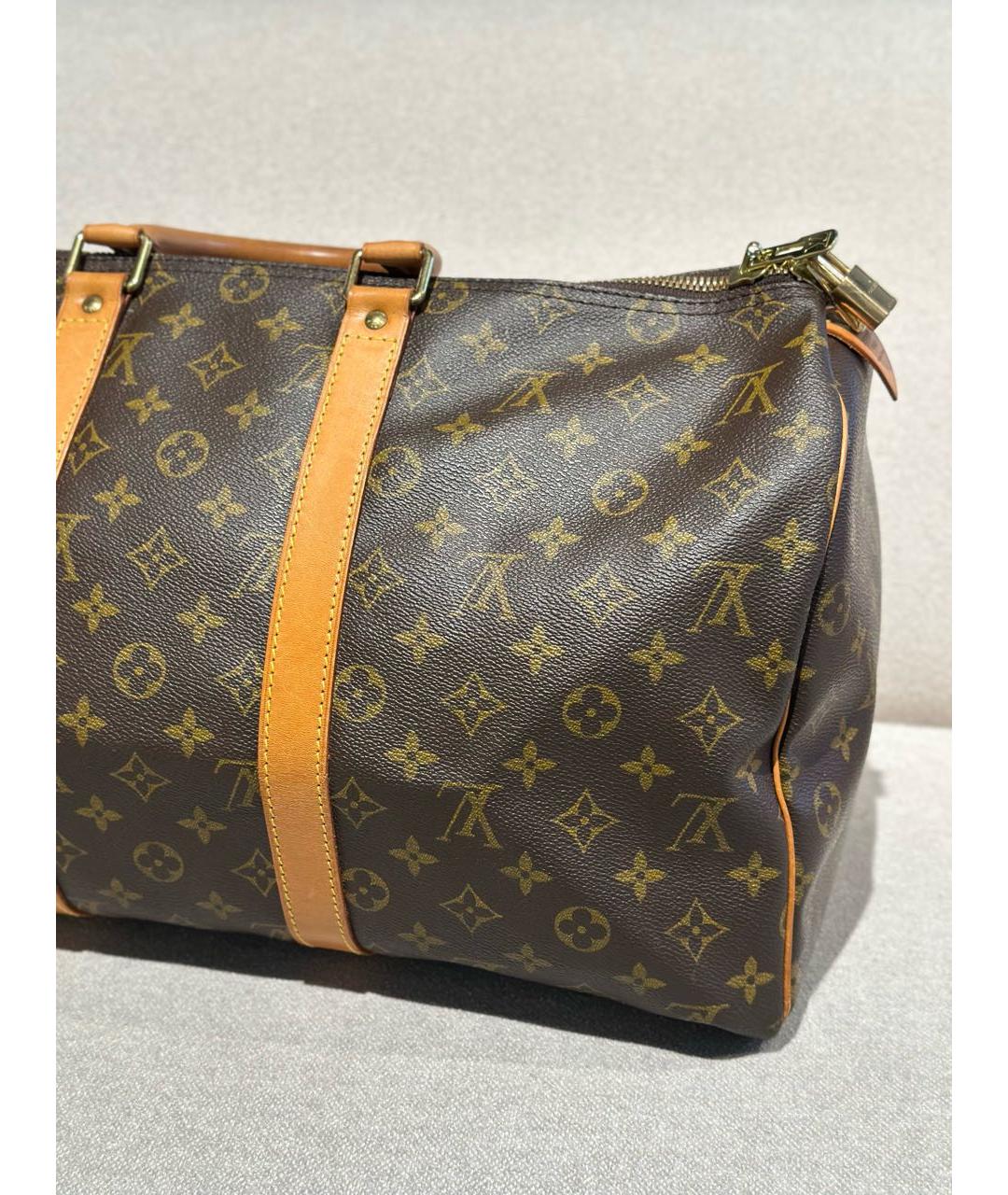 LOUIS VUITTON Коричневая дорожная/спортивная сумка из канвы, фото 7