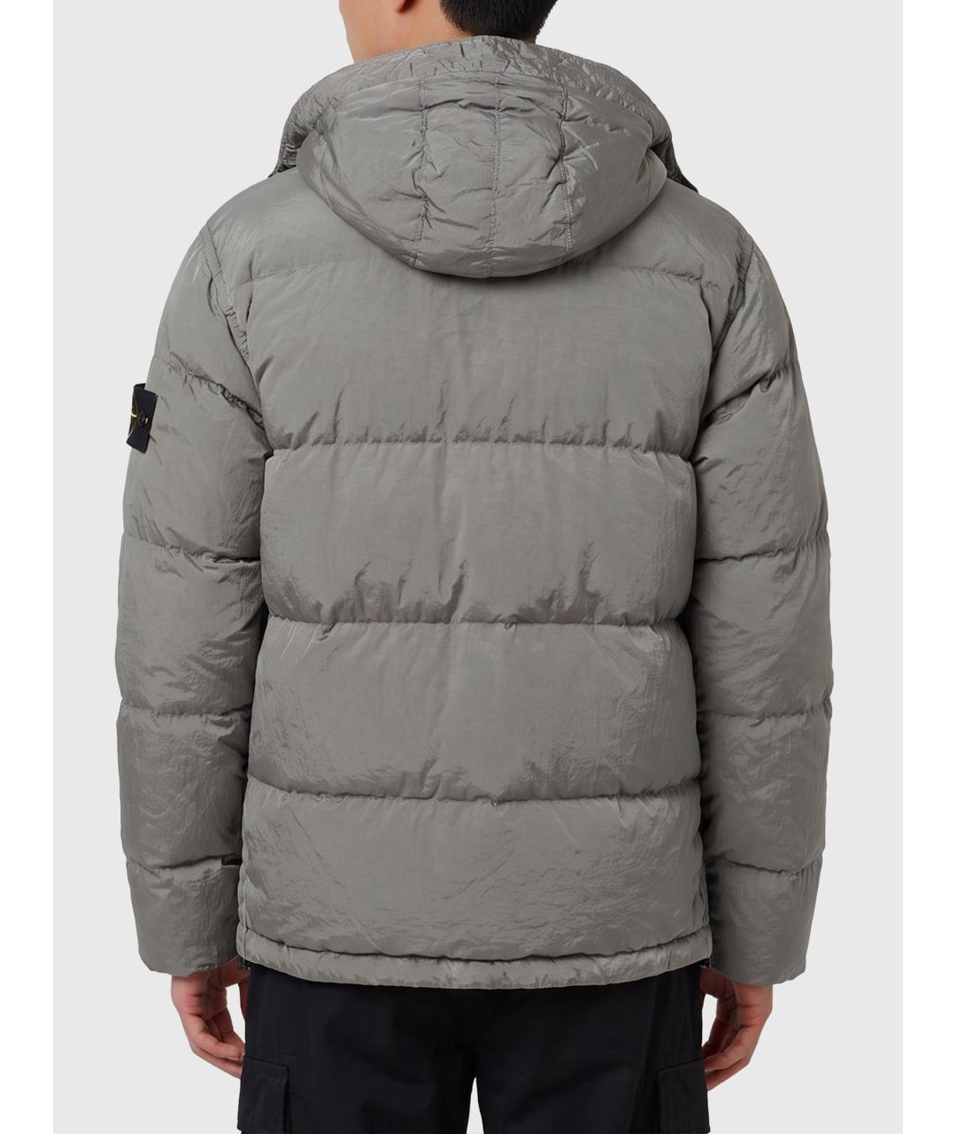 STONE ISLAND Серый нейлоновый пуховик, фото 2