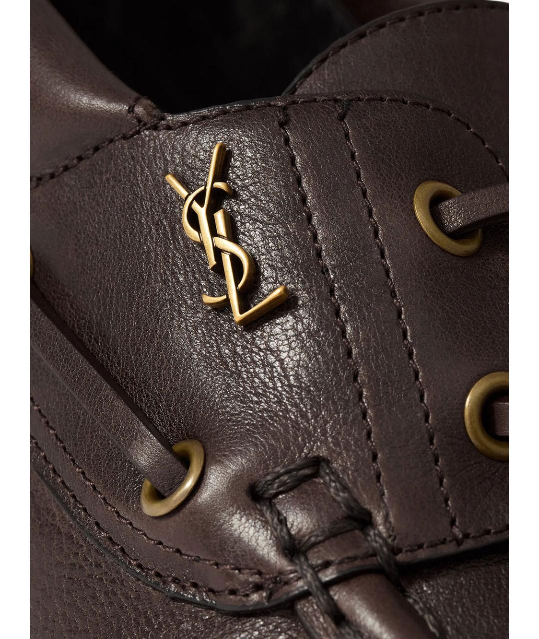 SAINT LAURENT Коричневые кожаные лоферы, фото 4