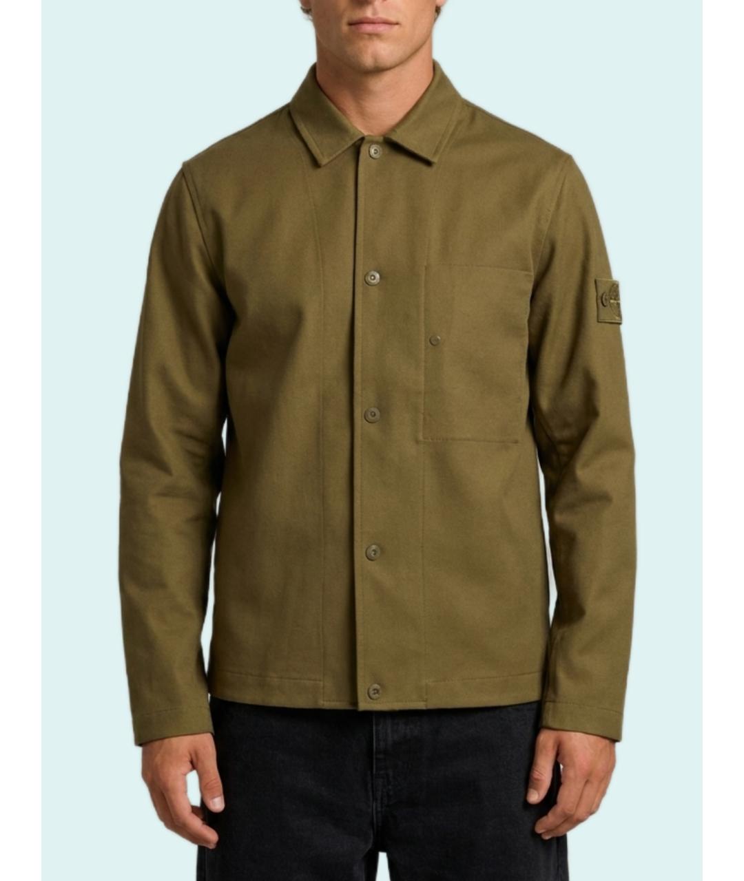 STONE ISLAND Зеленая шерстяная кэжуал рубашка, фото 4