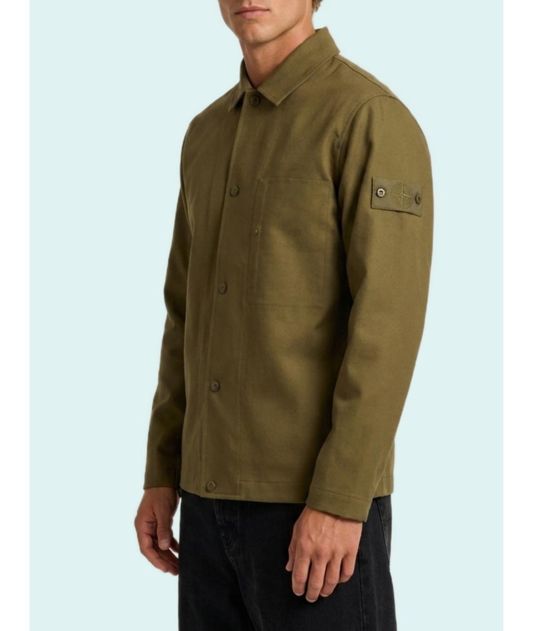 STONE ISLAND Зеленая шерстяная кэжуал рубашка, фото 3