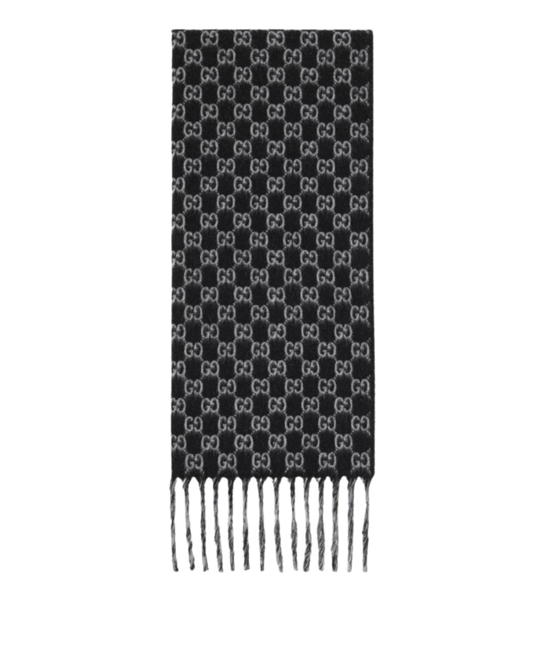 GUCCI Черный шерстяной шарф, фото 1