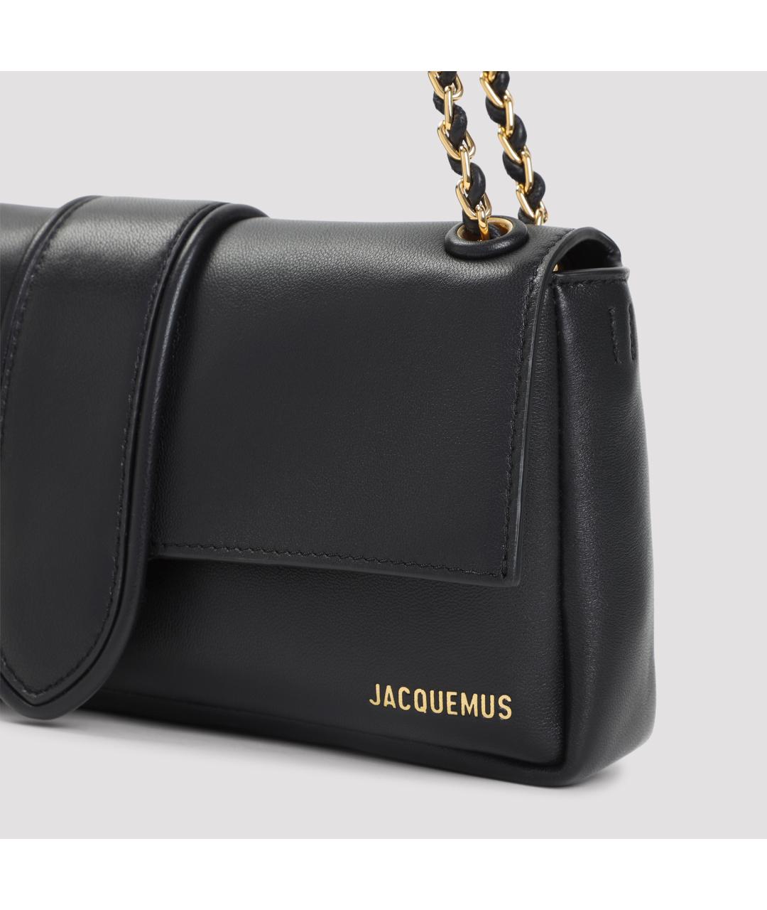 JACQUEMUS Черная кожаная сумка через плечо, фото 3