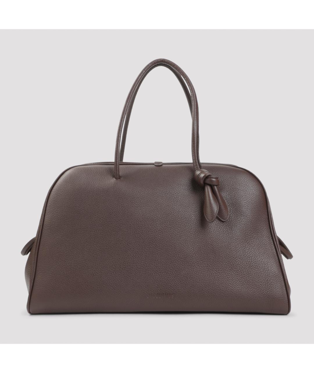 JACQUEMUS Коричневая кожаная сумка с короткими ручками, фото 2