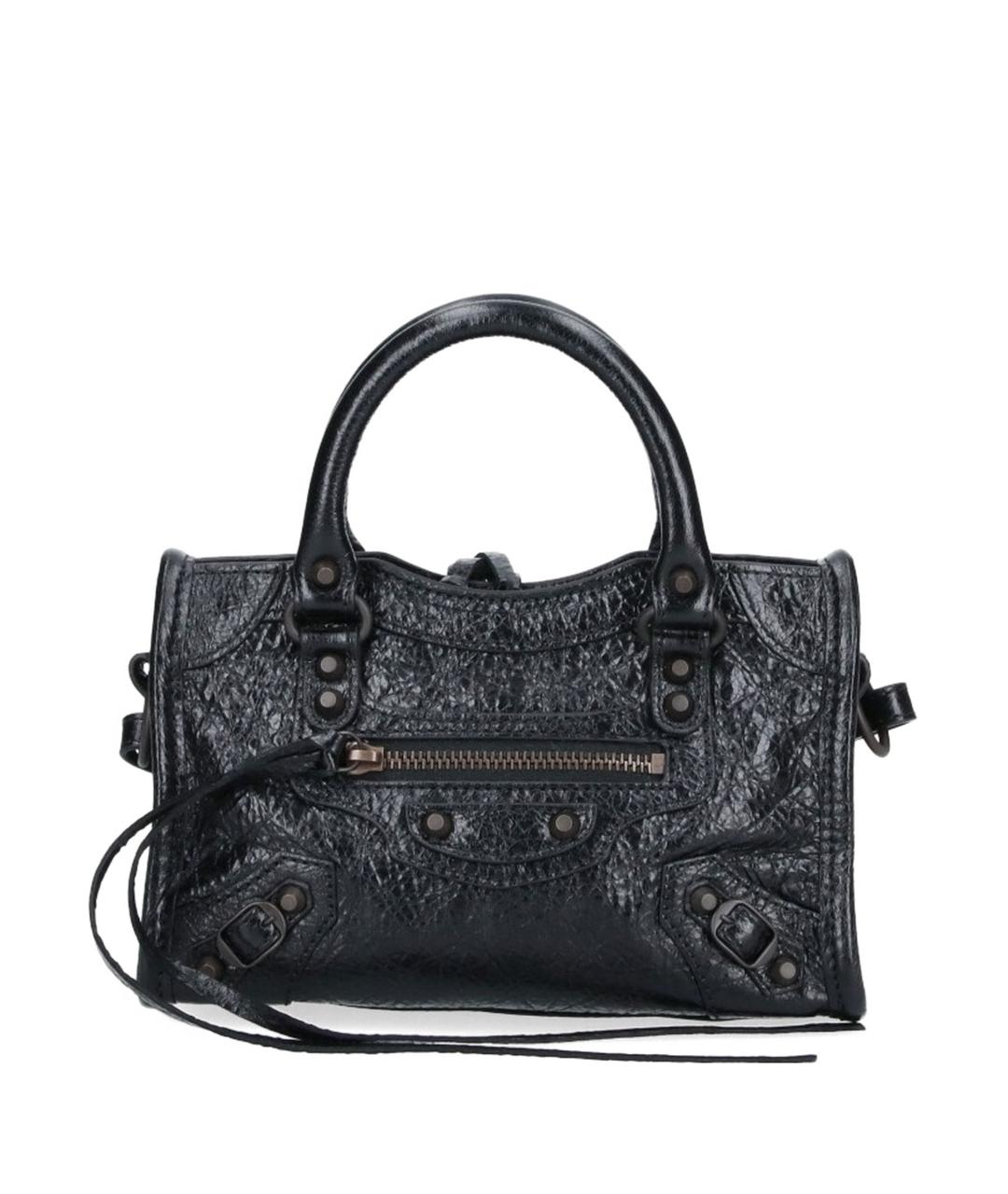 BALENCIAGA Черная кожаная сумка с короткими ручками, фото 1