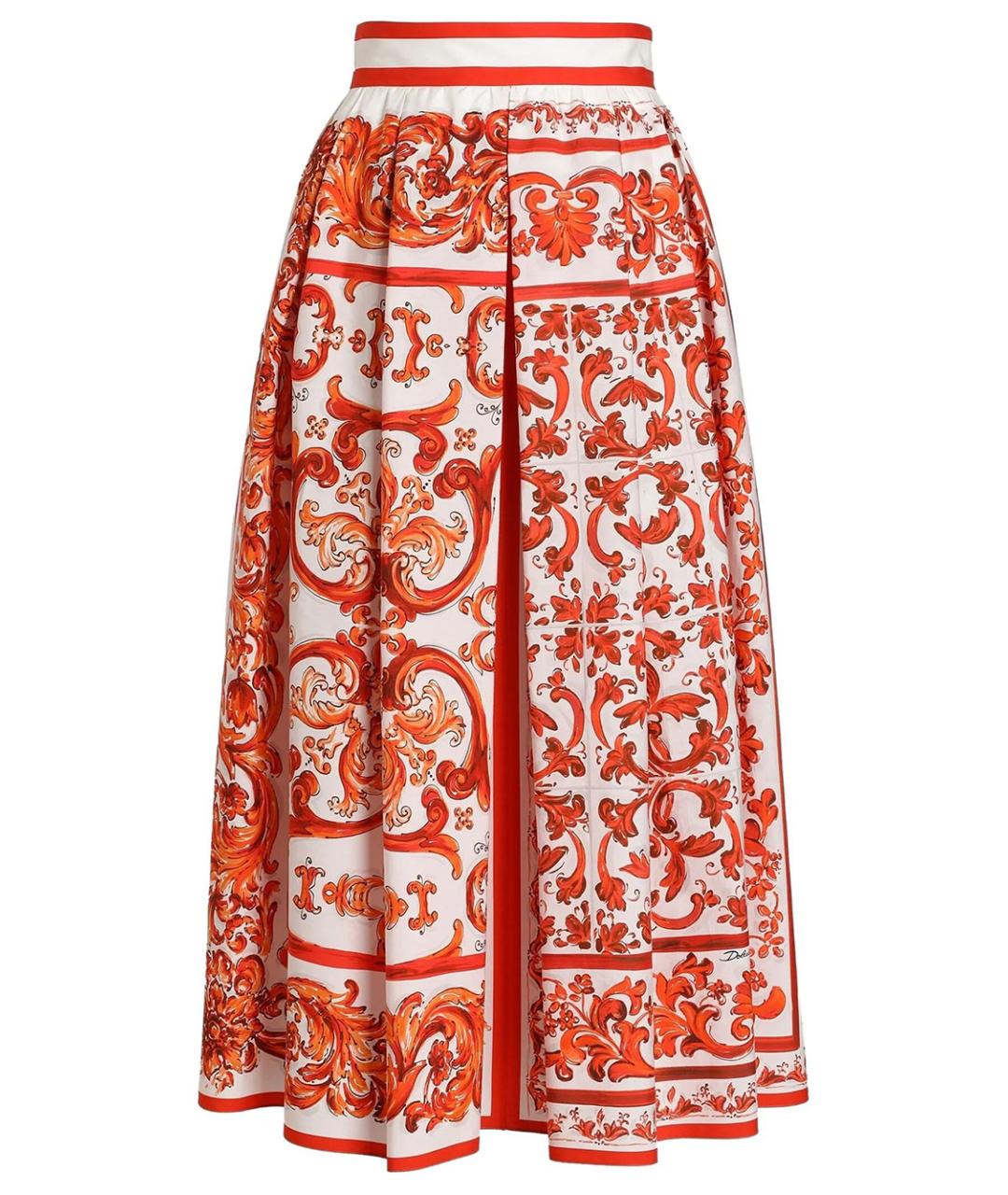 DOLCE&GABBANA Оранжевая хлопковая юбка миди, фото 1