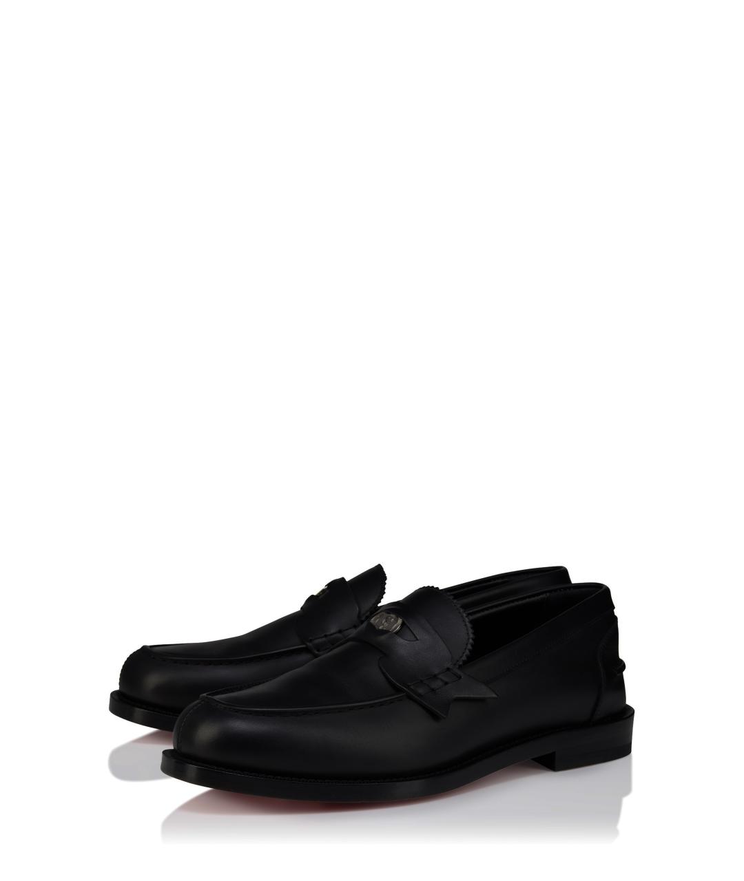 CHRISTIAN LOUBOUTIN Черные кожаные лоферы, фото 2