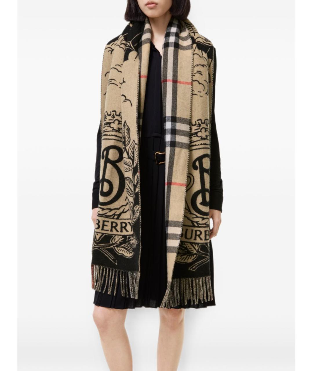 BURBERRY Бежевый кашемировый шарф, фото 4