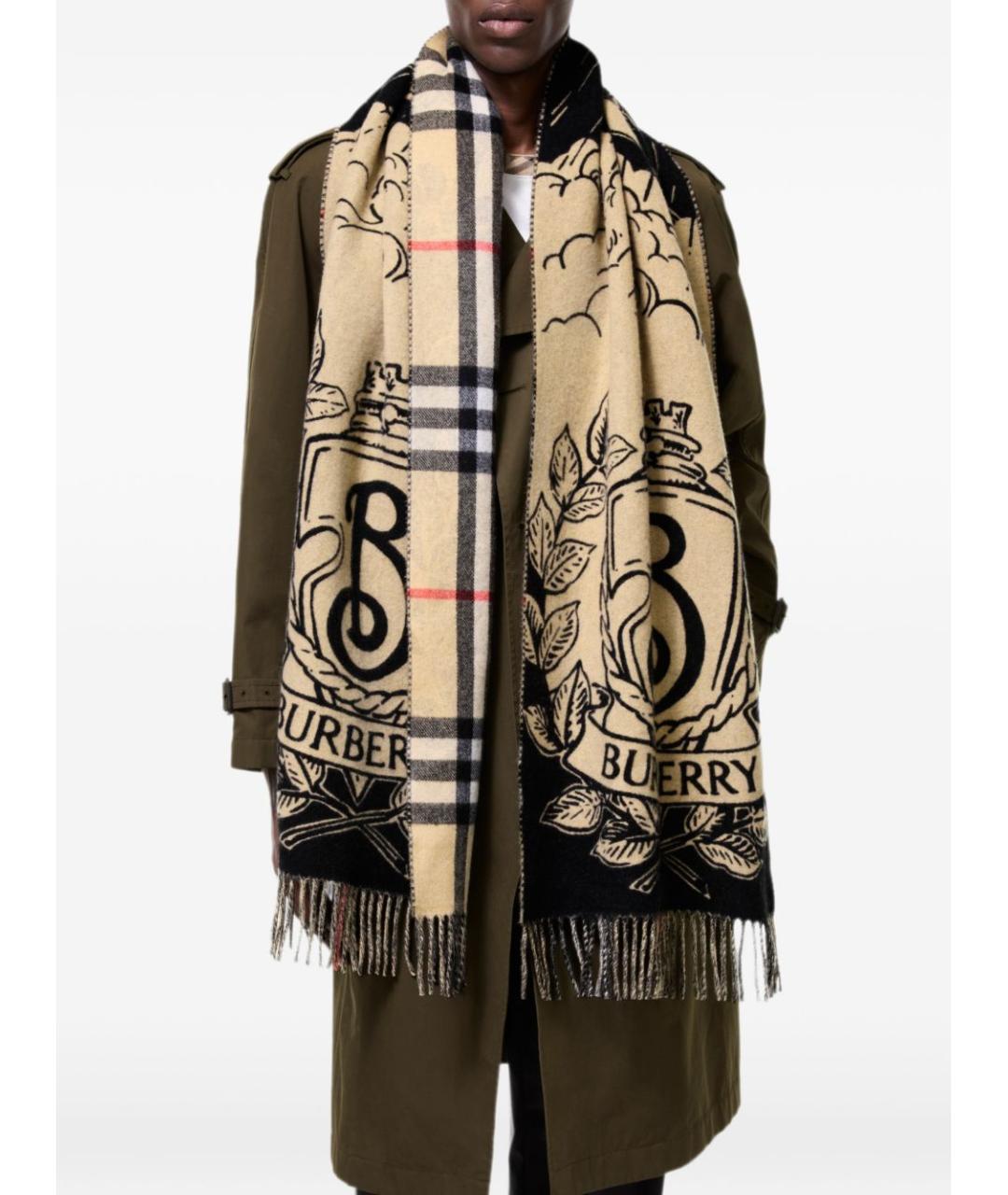 BURBERRY Бежевый кашемировый шарф, фото 3