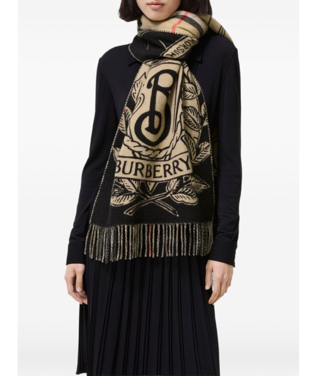 BURBERRY Бежевый кашемировый шарф, фото 2