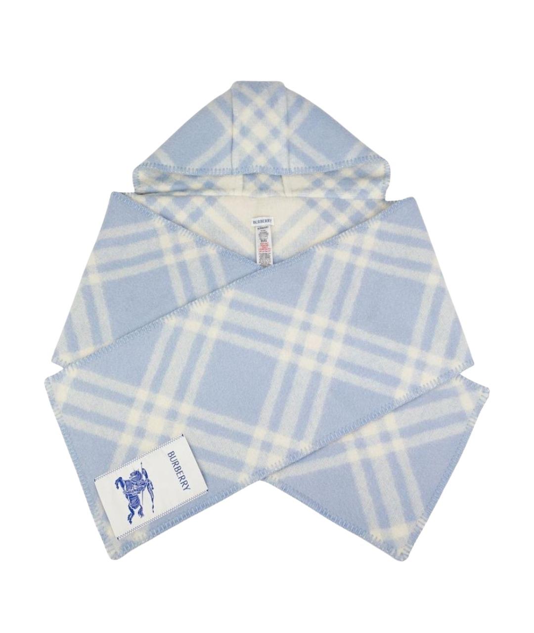 BURBERRY Синий шерстяной шарф, фото 1